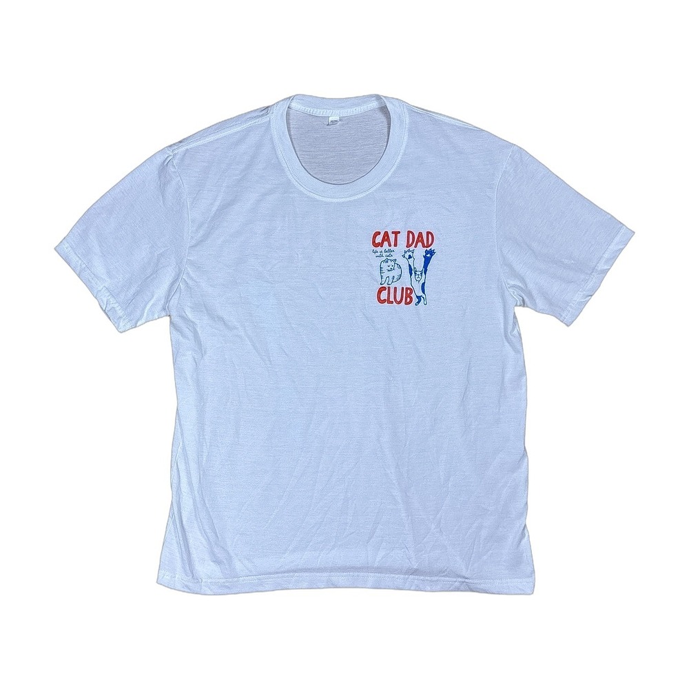 Cat Dad Club Graphic T-Shirt Mens XL White Excellent Short Sleeve Tee